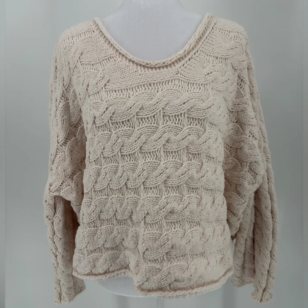 POL Small Oversized Cropped Chunky Knit Cardigan |‎ Cozy Boho Layer